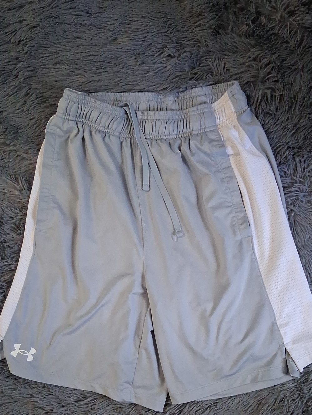 Under Armour Light Gray and White Men's' Athletic Shorts